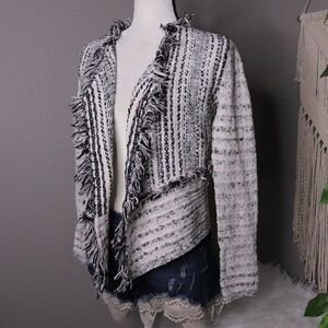 Inc International Concepts | Fringed Textured Open Front Cardigan Jacket Small‎